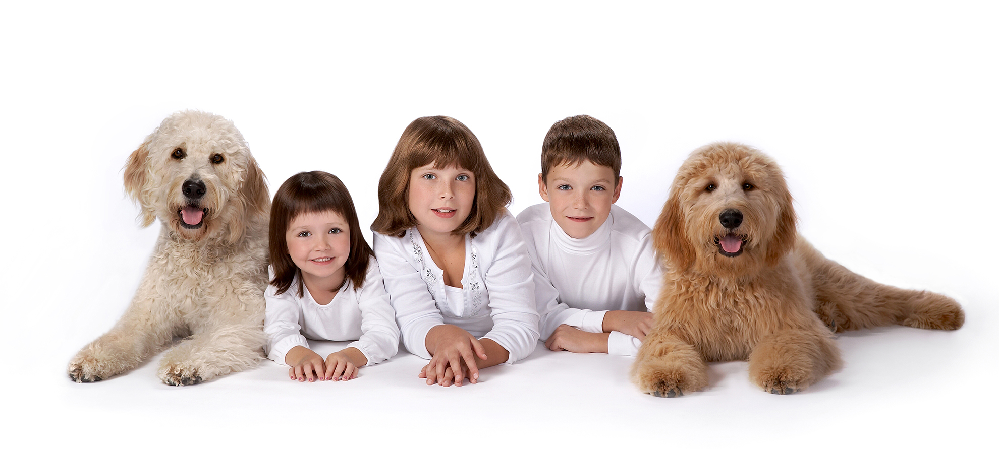 Three kids and two dogs