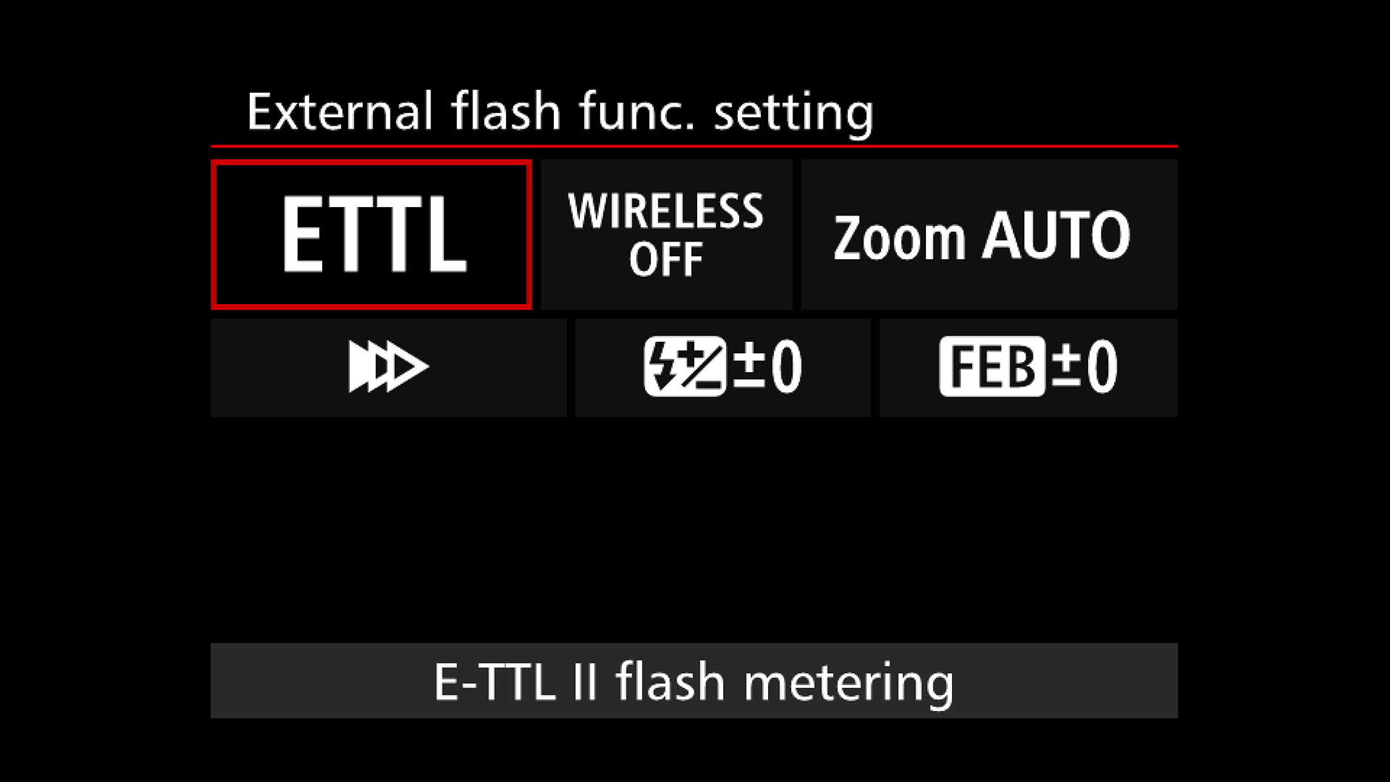 External Flash Control menu screen