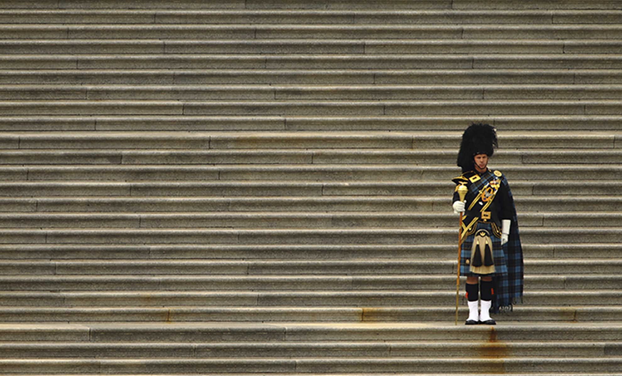 soldier on steps