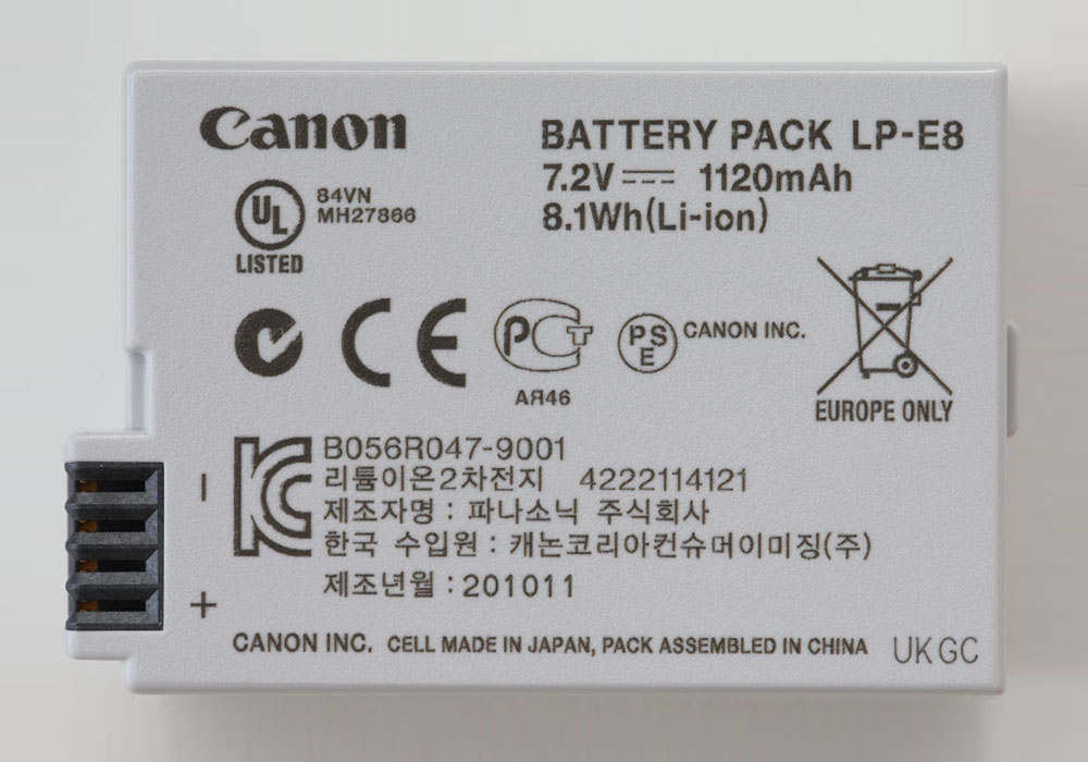 LP-E8 BATTERY BACK