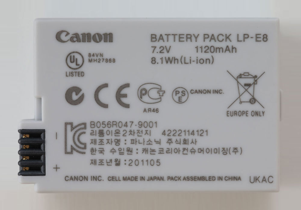LP-E8 BATTERY BACK