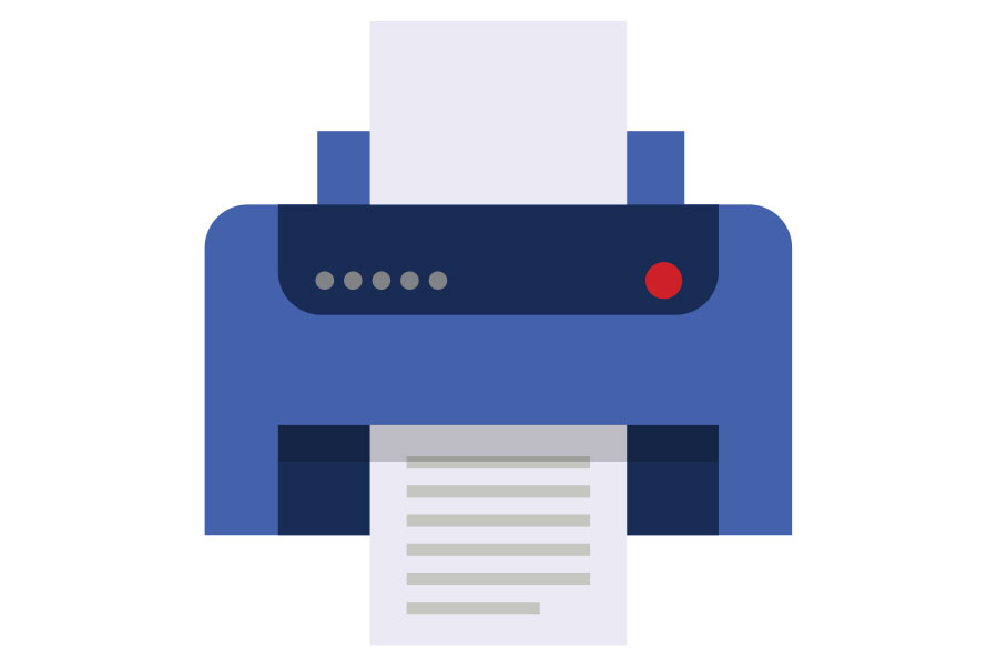 Image of an animated cartoon printer
