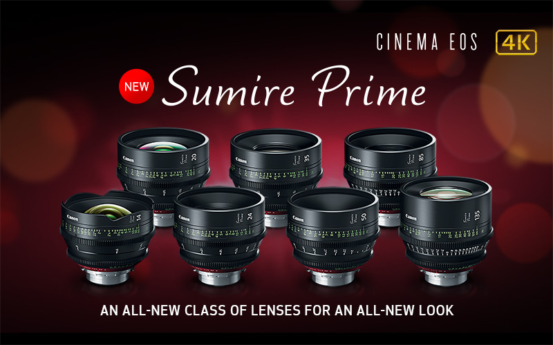 New Sumire Prime lens lineup on a purple background