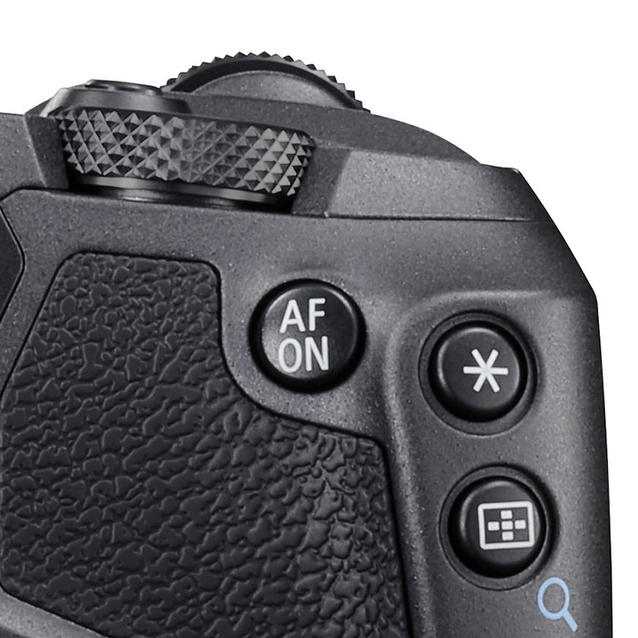 Close up photo of the AF ON button on the EOS R Camera