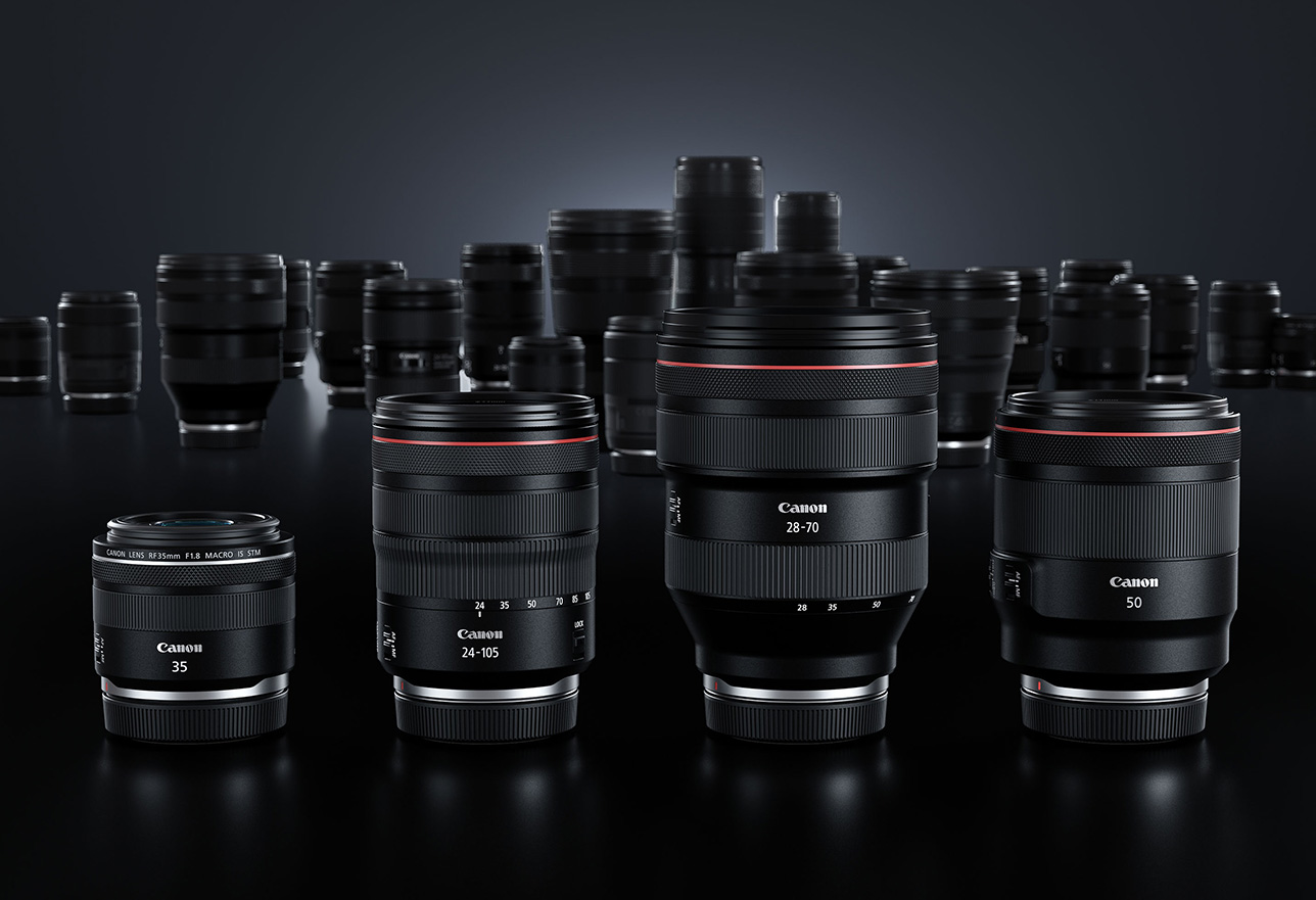 Lineup of Canon lenses