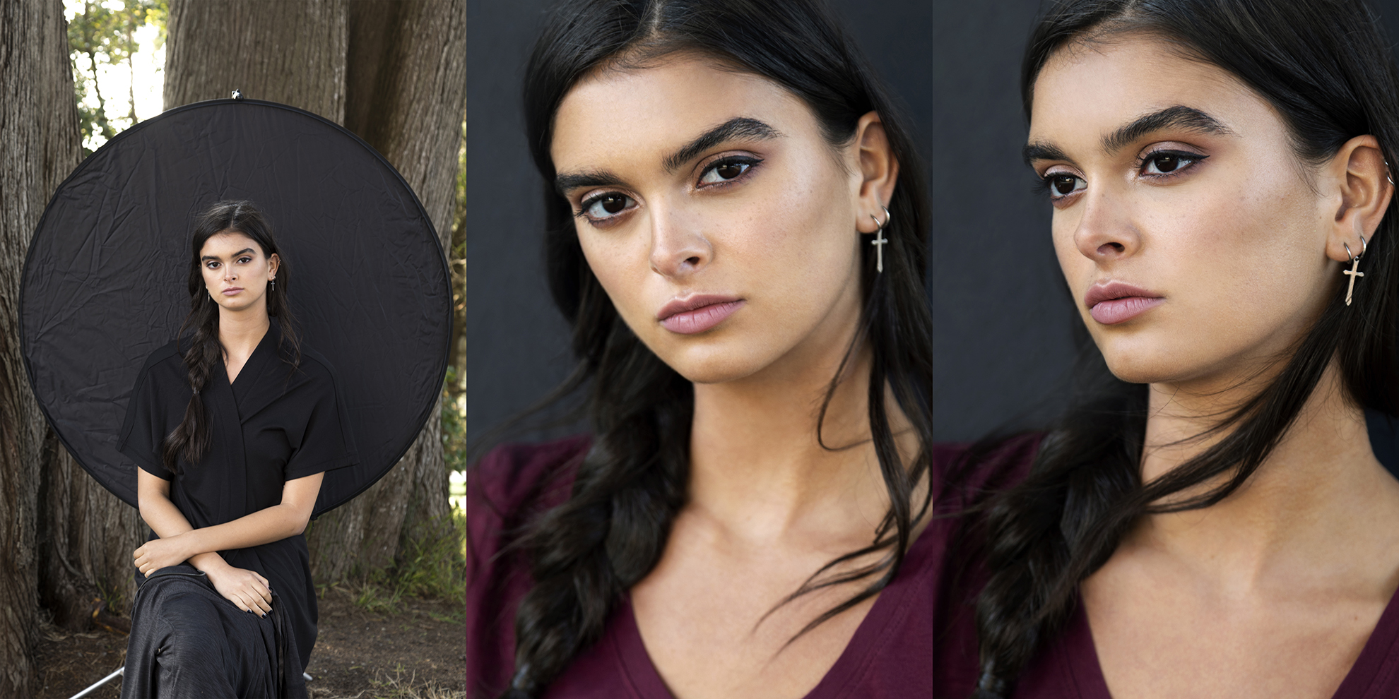 Portraits showing the black reflector and the results