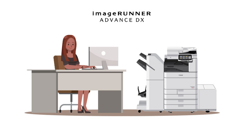 Office illustration with imageRUNNER Advance DX