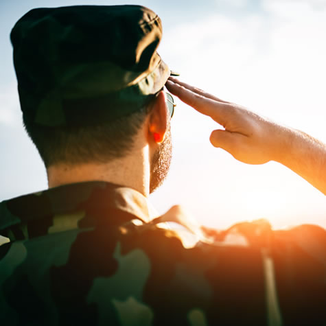 Military personel saluting